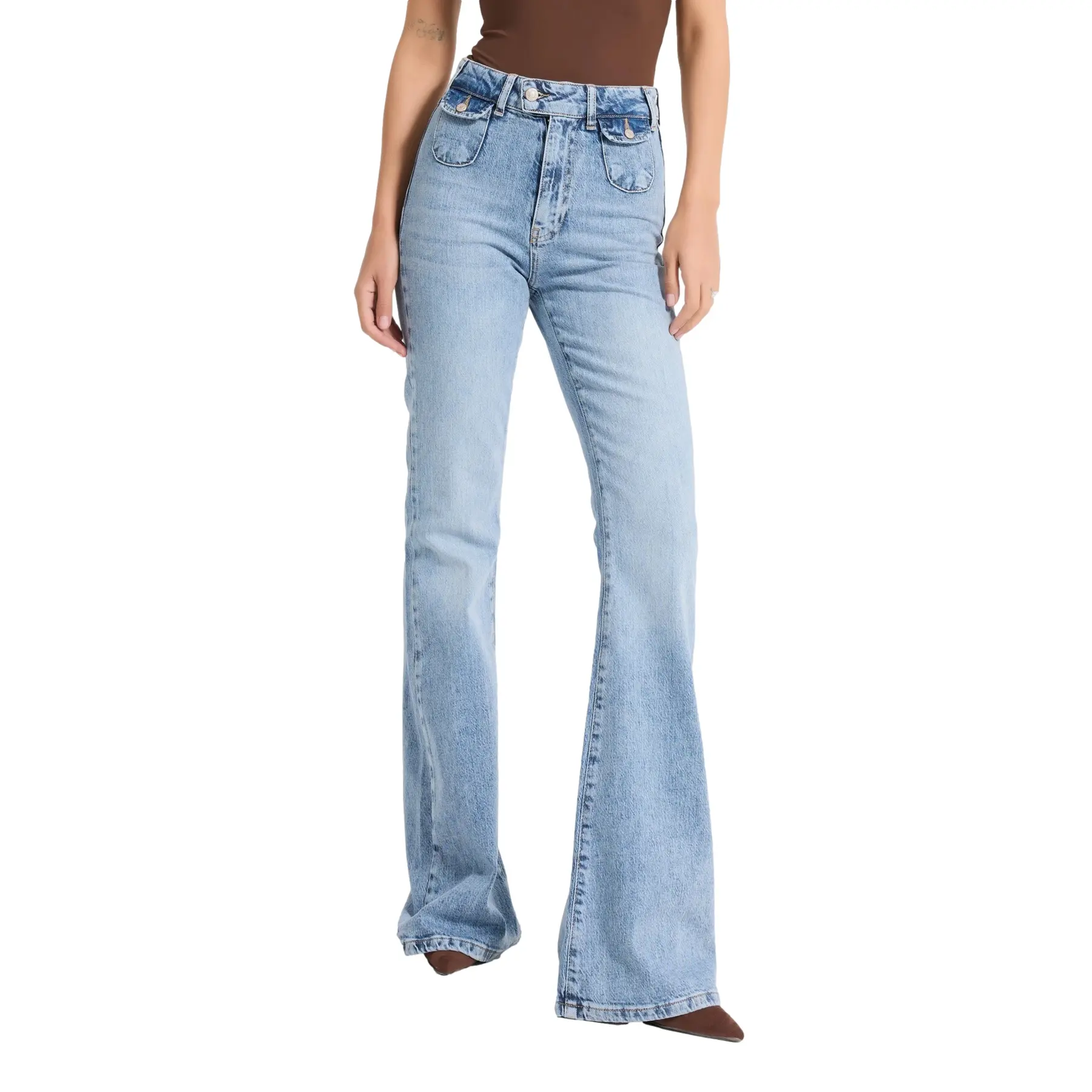 Jeans Flare Classico e Allungato Vita Alta Donna