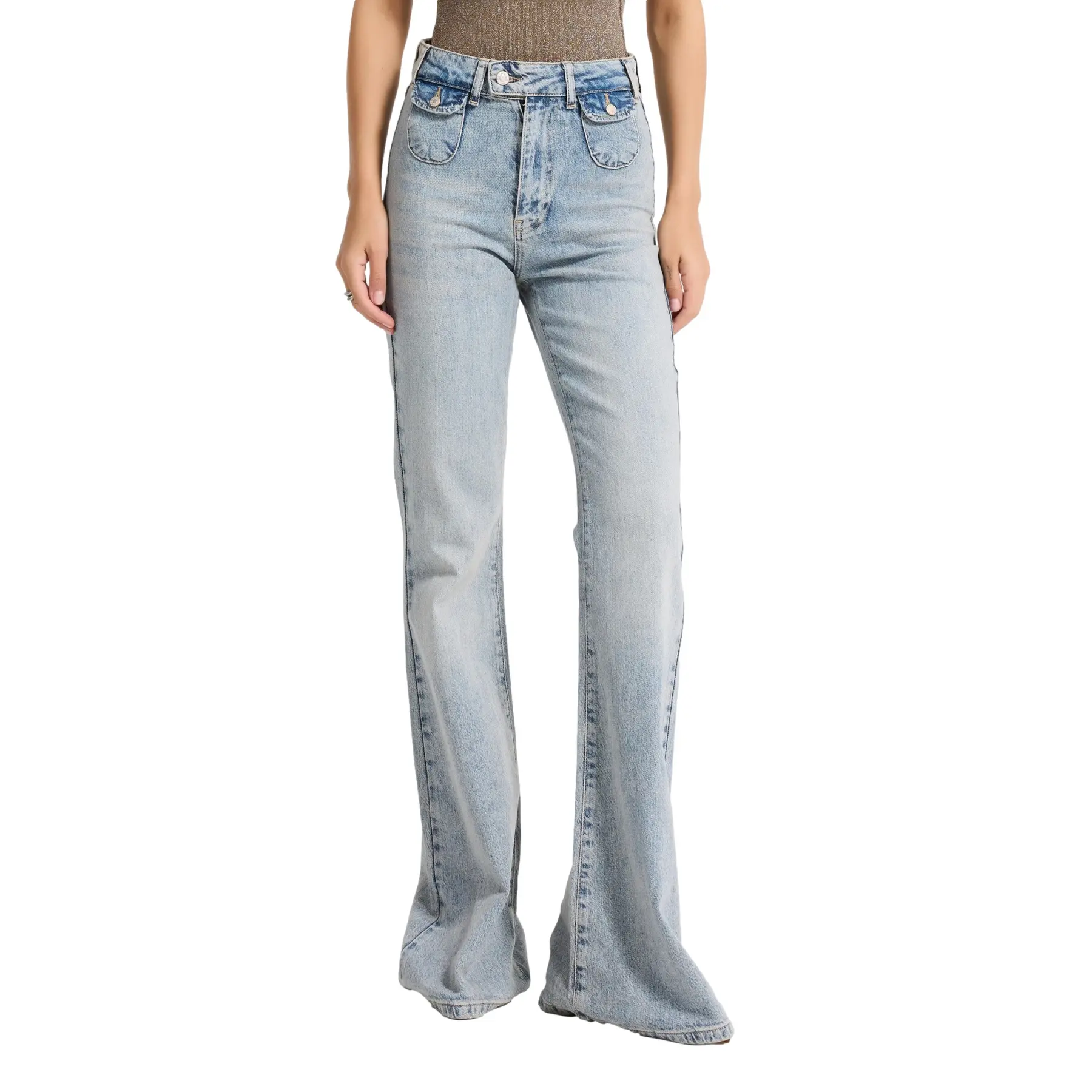 Jeans Flare Classico e Allungato Vita Alta Donna