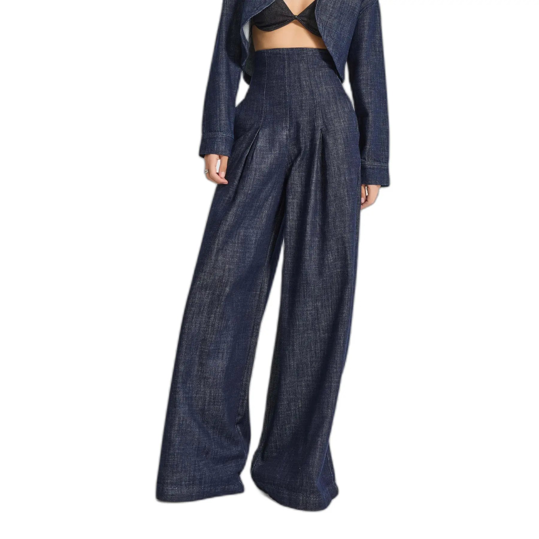 Jeans Palazzo a vita alta donna