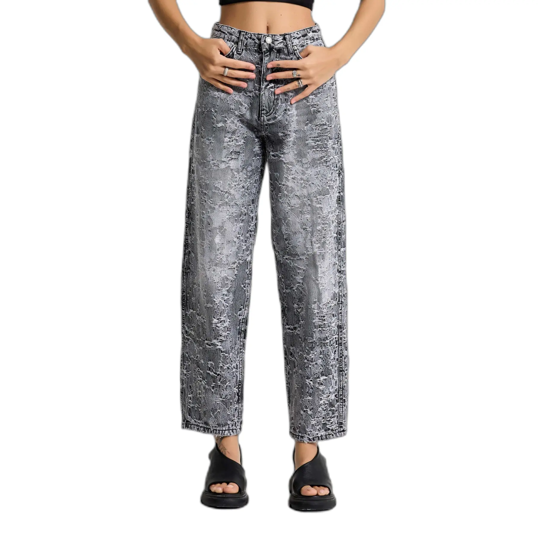 Image of Relaxed Jeans mit mittelhohem Bund aus Baumwolle für Damen It's Basic