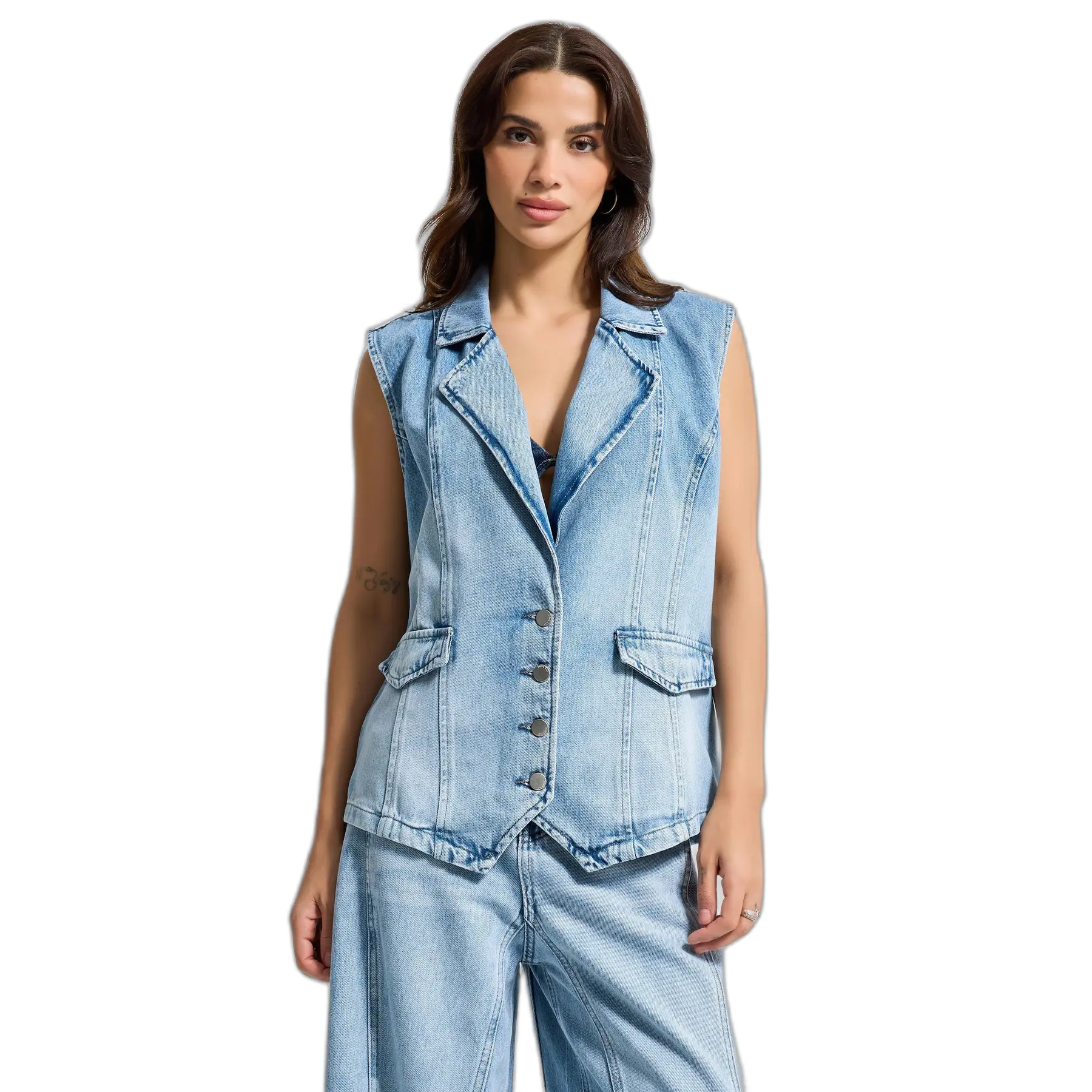 Giacca di jeans senza maniche da donna