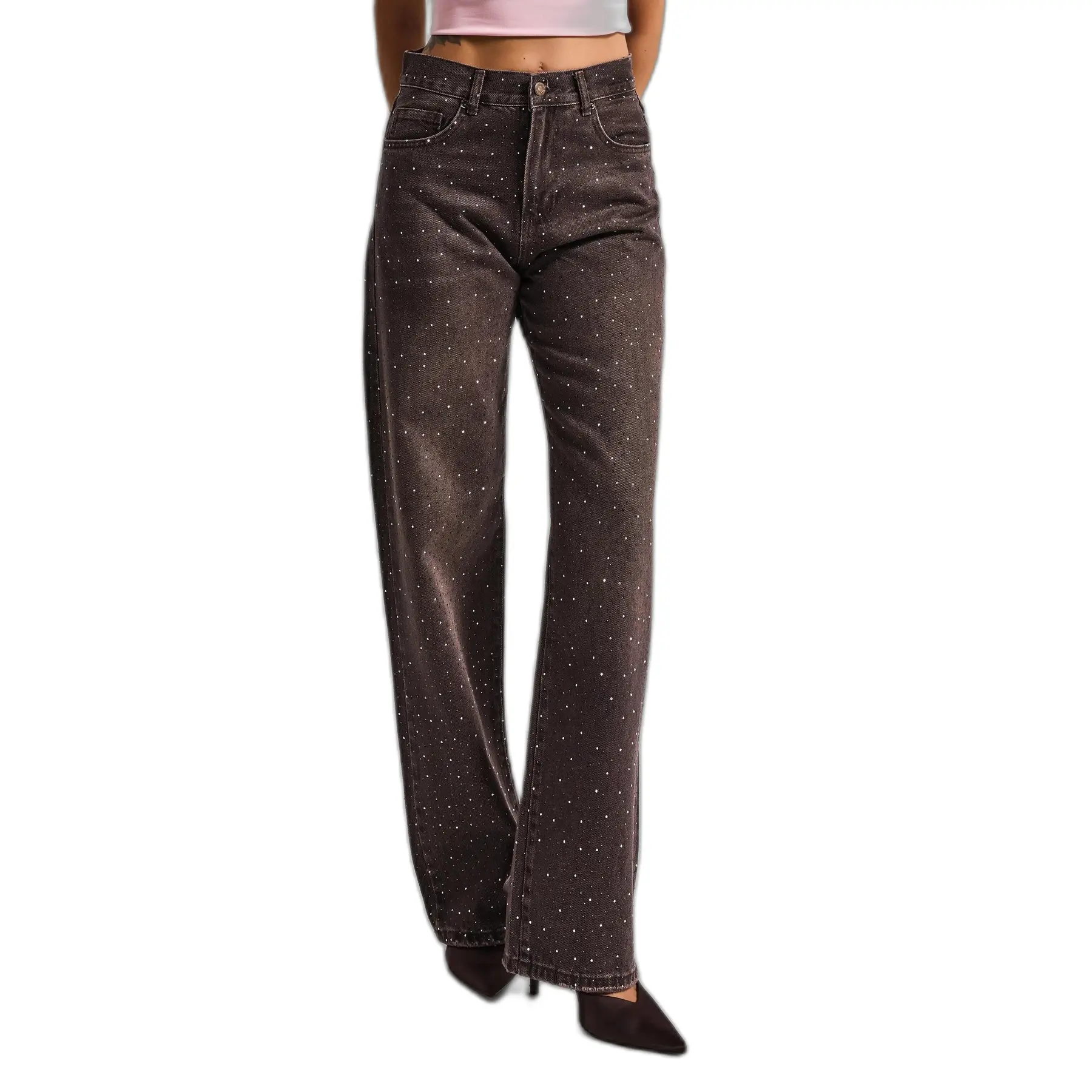 Jeans loose a vita media donna  Rhinestone
