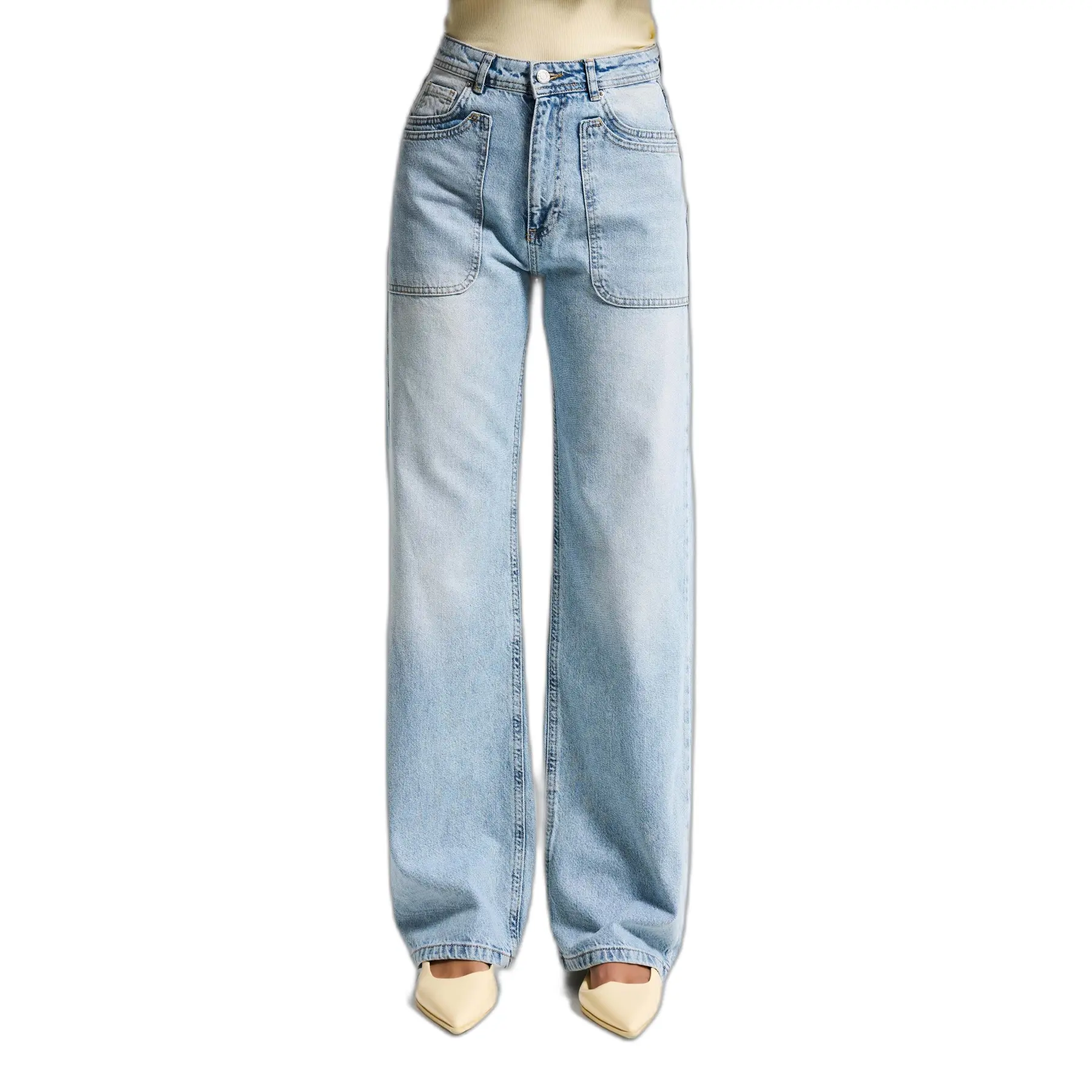 Jeans Straight look fresco e minimalista vita bassa donna