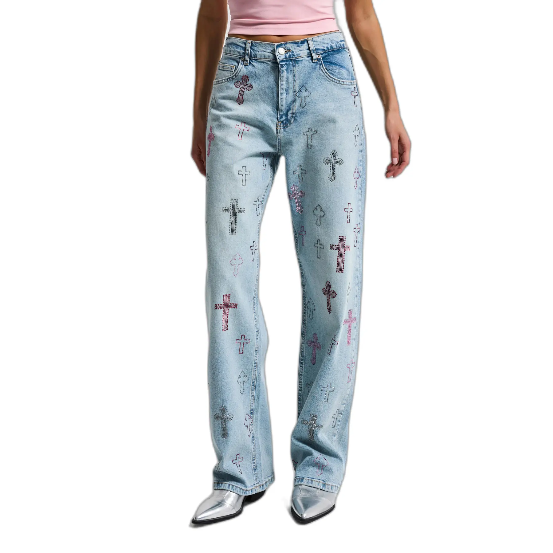 Women’s Mid-rise Loose Jeans It's Basic Rhinestone