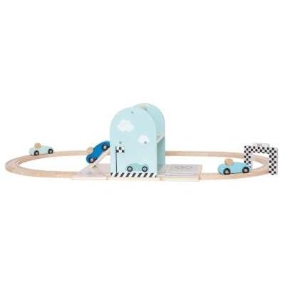 7332599071431 - Holz-Spielzeug AUTORENNBAHN 17-teilig mint natur