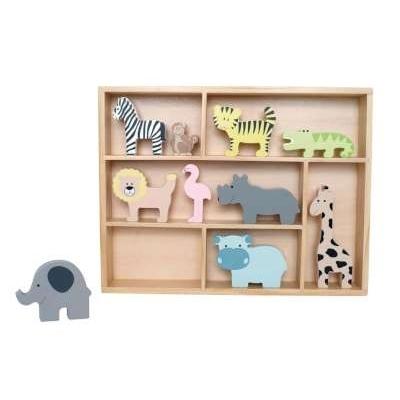 7332599071691 - Holz-Figuren SAFARI ANIMALS 10-teilig in bunt