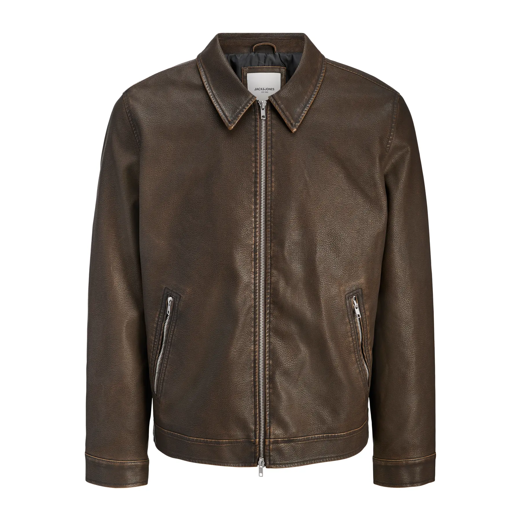 Jack & Jones Marron Leather Jacket Casablanca