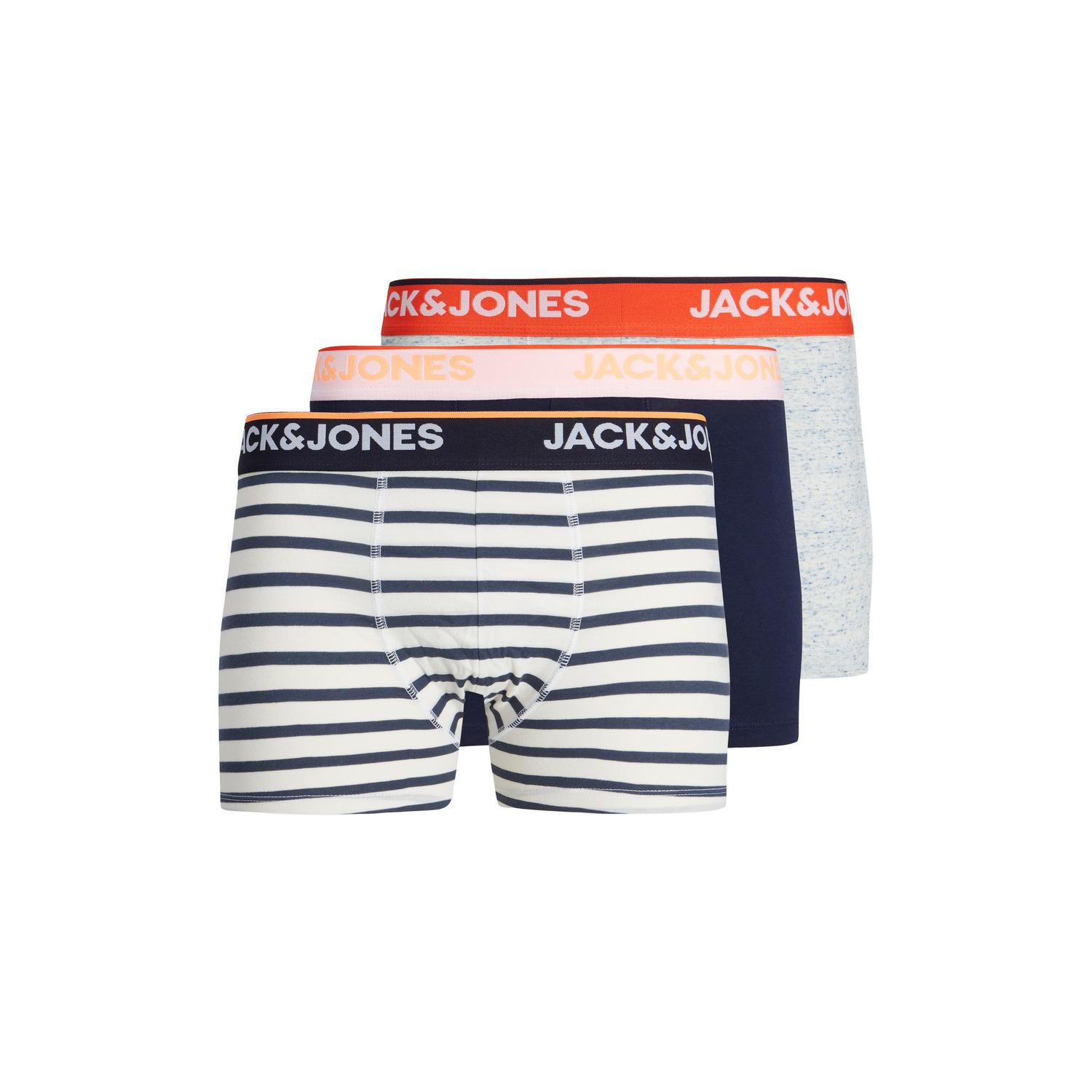 5715313245233 - Jack & Jones - 3er-Pack Unterhosen mit Streifen und Bund in kontrastierender Neonoptik-Marineblau