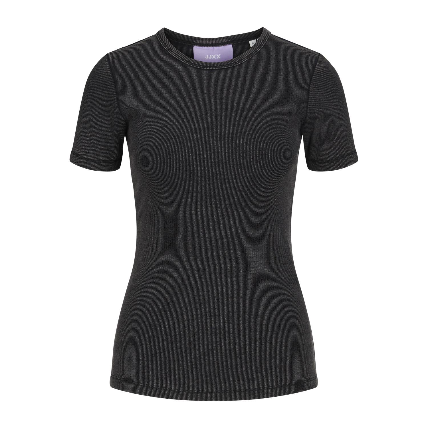 5715429324648 - JJXX - Frankie - Geripptes T-Shirt in verwaschenem Schwarz
