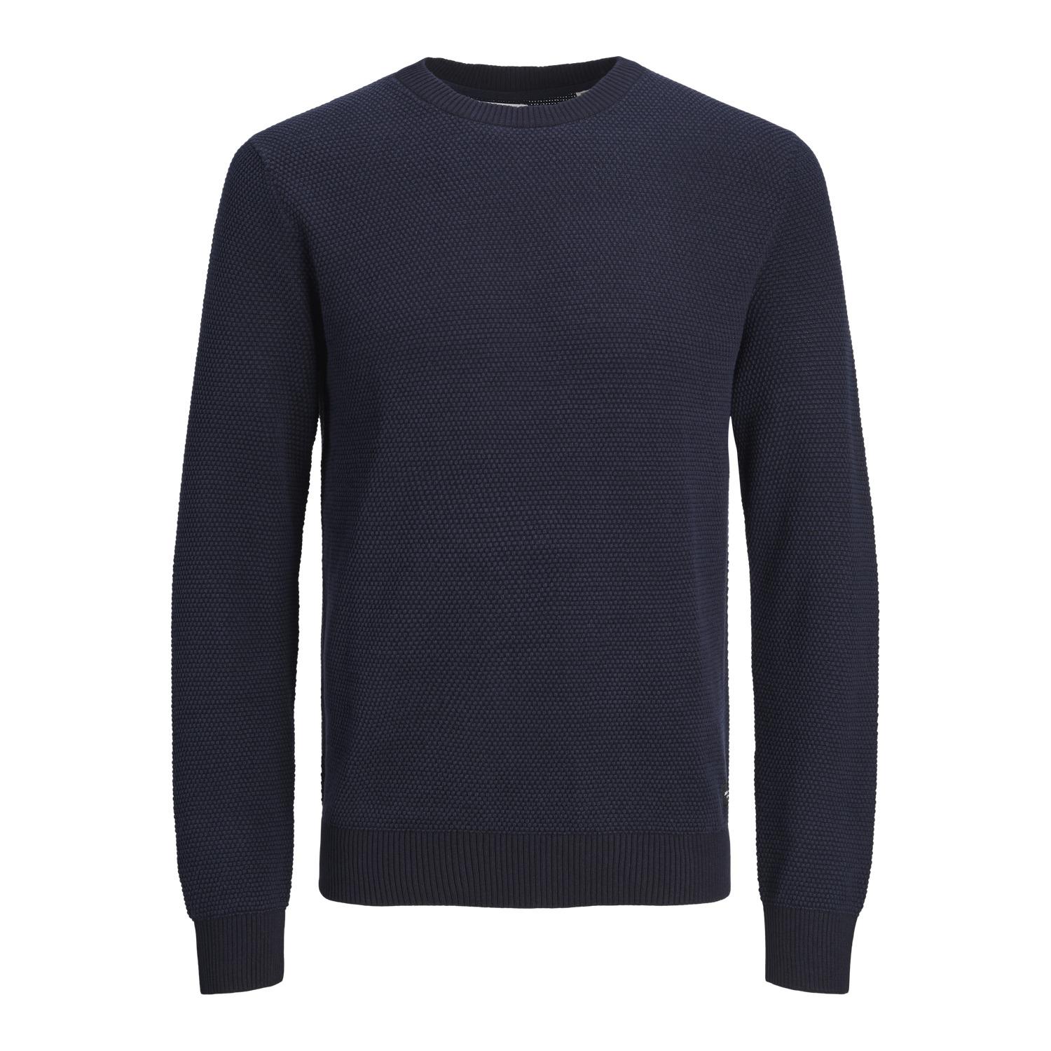 5715602111058 - JACK & JONES Rundhalspullover JJEGLOBE KNIT CREW NECK NOOS Mood Indigo Unifarben Blau - Gr S