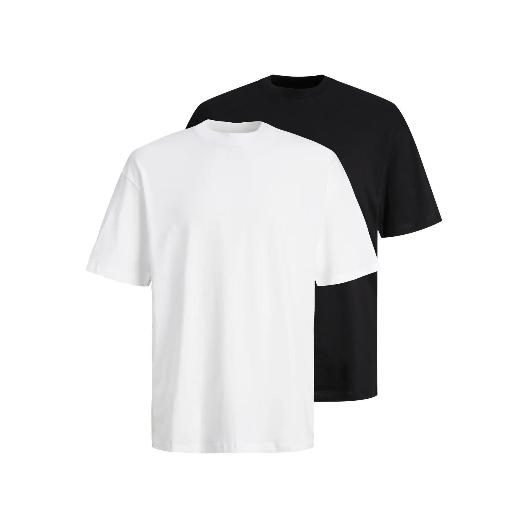 5715610681574 - Jack & Jones JJEBRADLEY TEE SS O-NECK 2PK MP NOOS T-Shirt schwarz weiß in XXL