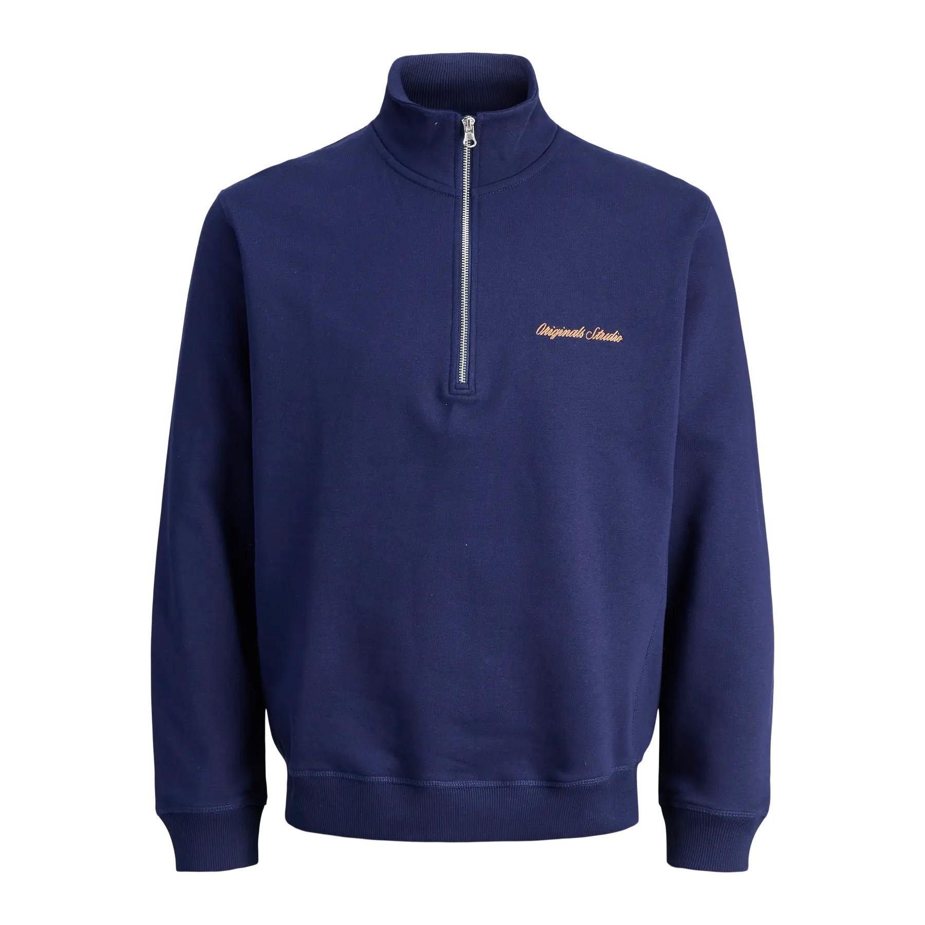 5715730811837 - Sweatshirt mit Troyer-Kragen und Label-Stitching