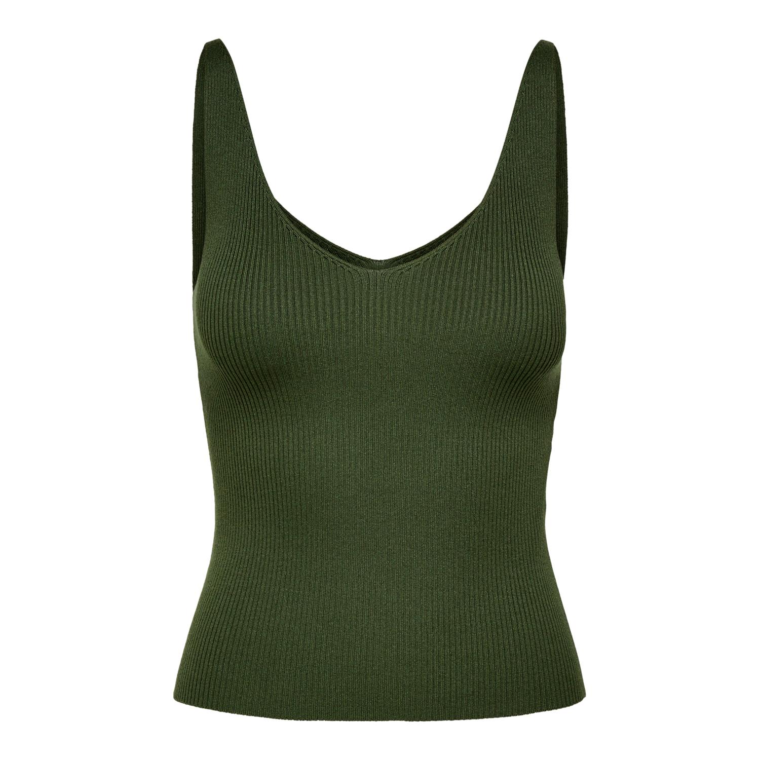 5713777843927 - JDY - Strick-Trägertop in Khaki mit V-Ausschnitt-Grün