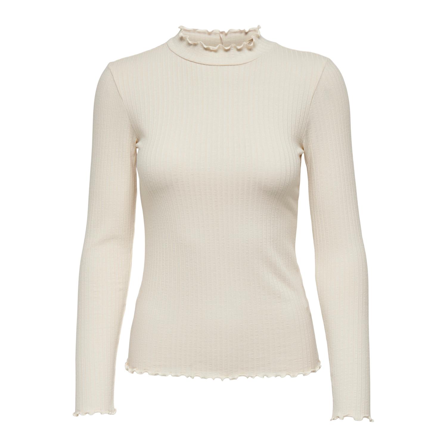 5715314022543 - JDY - Oberteil in Creme mit hohem Ausschnitt und Rollsaum-Weiß 5715314022543 - JDY - Oberteil in Creme mit hohem Ausschnitt und Rollsaum-Weiß