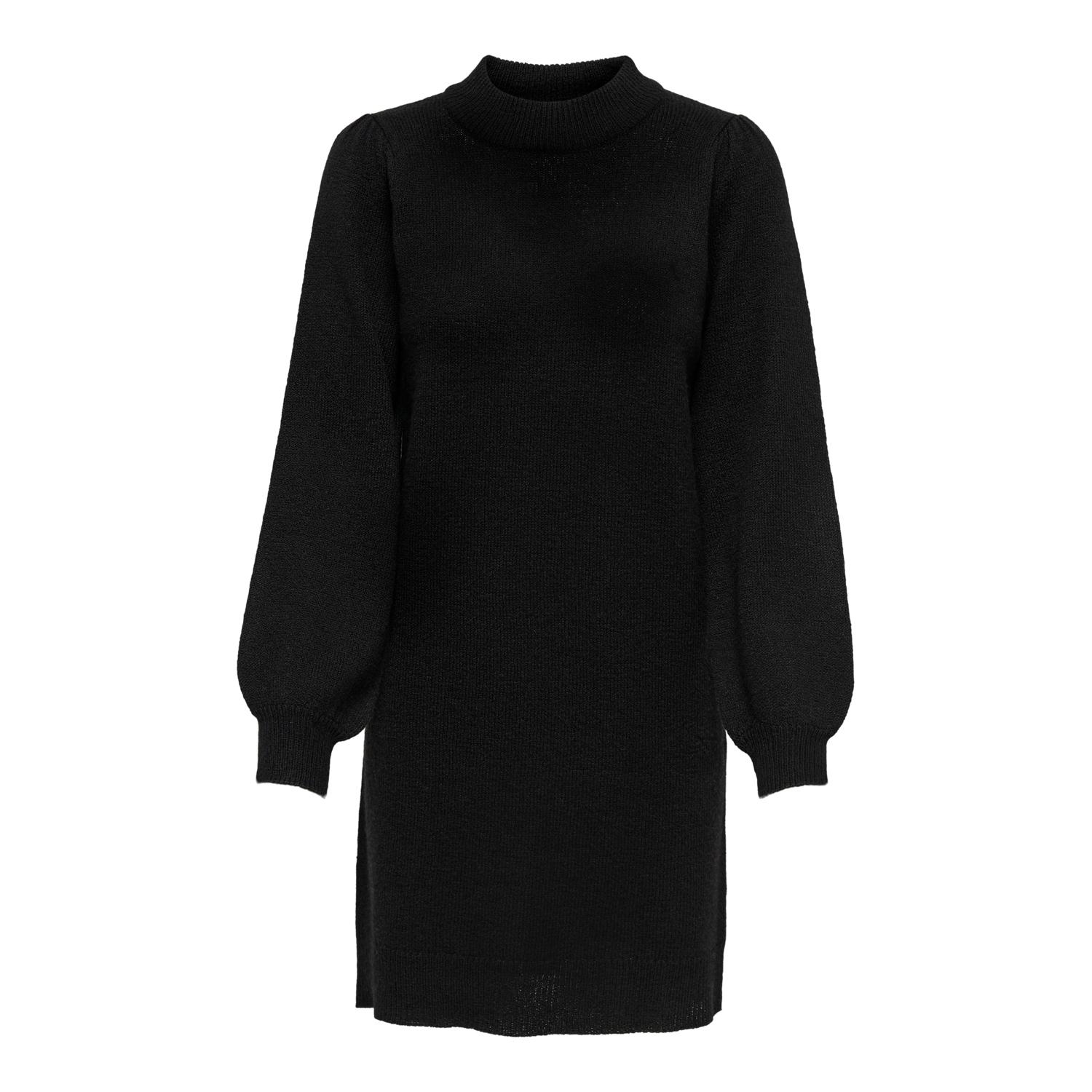 5715112896131 - JDY Strickkleid JDYRUE LIFE L S HIGH NECK DRESS KNT NOOS Black Unifarben Schwarz - Gr XS