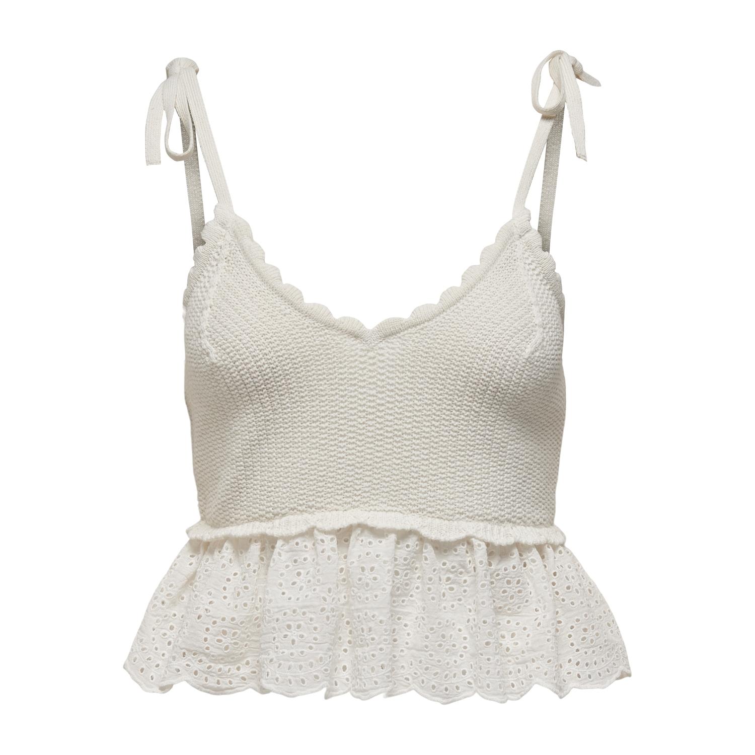 5715420469072 - - Häkeloberteil in Weiß mit Muschelsaum und Lochstickerei