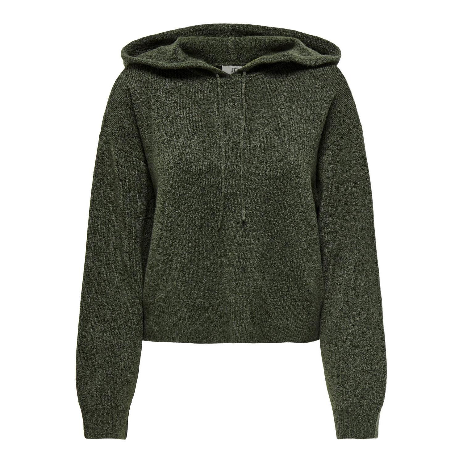 5715503748537 - JDY Hoodie JDYRUE LIFE L S SHORT HOOD PUL KNT NOOS Kalamata MELANGE Unifarben Grün - Gr XL