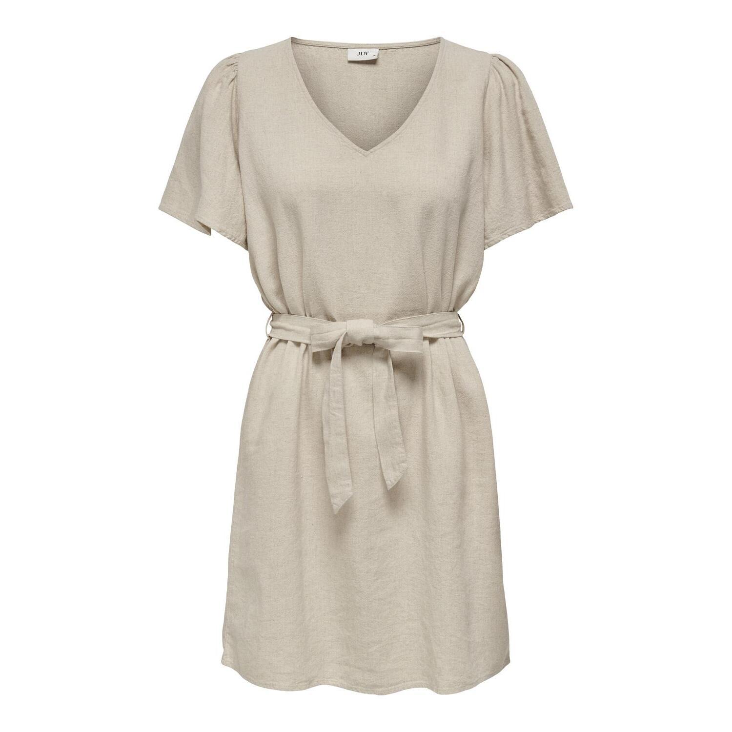 5715515105090 - JDY Leinenkleid Say Oatmeal MELANGE Unifarben Beige - Gr L