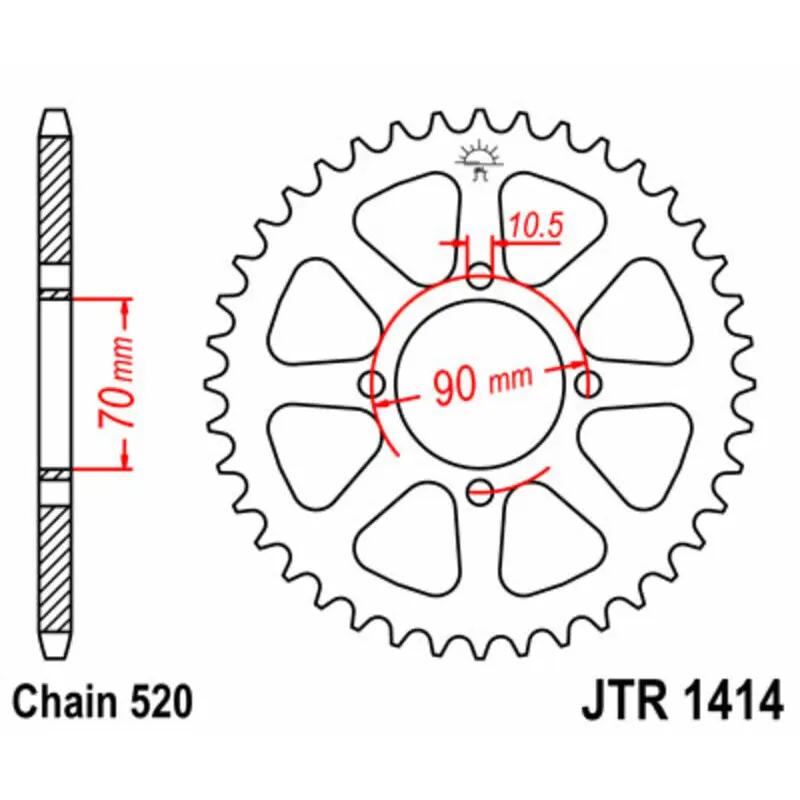 Standard Stahl Motorradkrone JT Sprockets 520 Kawasaki KEF 300 Lakota 2WD (KEF300A)