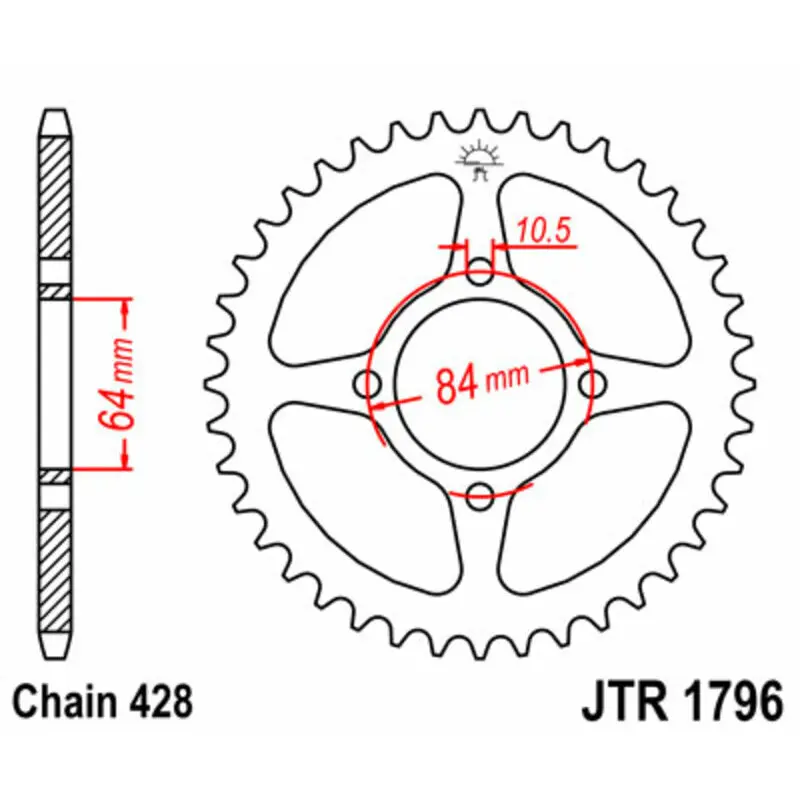 Standard Stahl Motorradkrone JT Sprockets 428 Suzuki RV 125 Vanvan