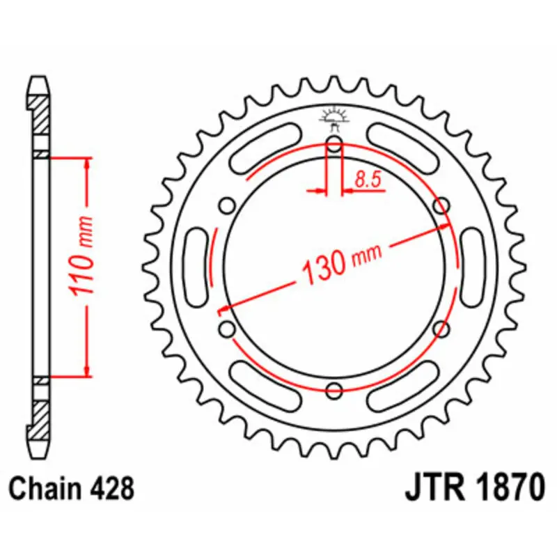 Standard Stahl Motorradkrone JT Sprockets 428 Yamaha YBR 250 (RG02)