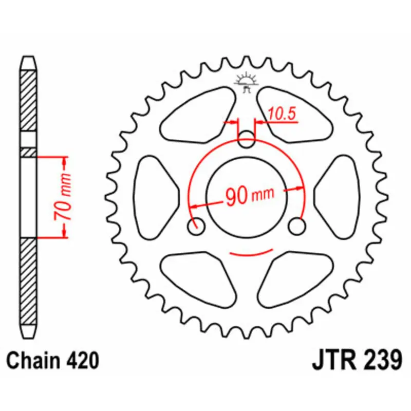 Standard Stahl Motorradkrone JT Sprockets 420 Honda CR 80 R Std Wheels 14/17 (HE02) 42T
