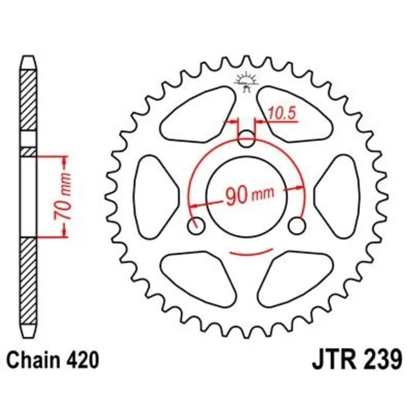 Standard Stahl Motorradkrone JT Sprockets 420 Honda CR 80 R Std Wheels 14/17 (HE02) 47T