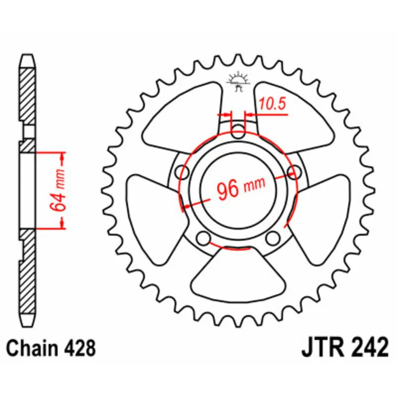 Standard Stahl Motorradkrone JT Sprockets 428 Honda XL 125 R (JD04)
