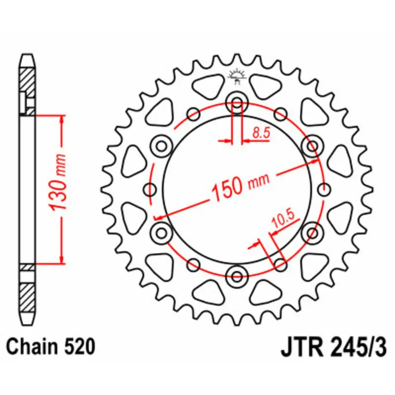 Standard Stahl Motorradkrone JT Sprockets 520 Honda NX 650 Dominator 2 (RD02)