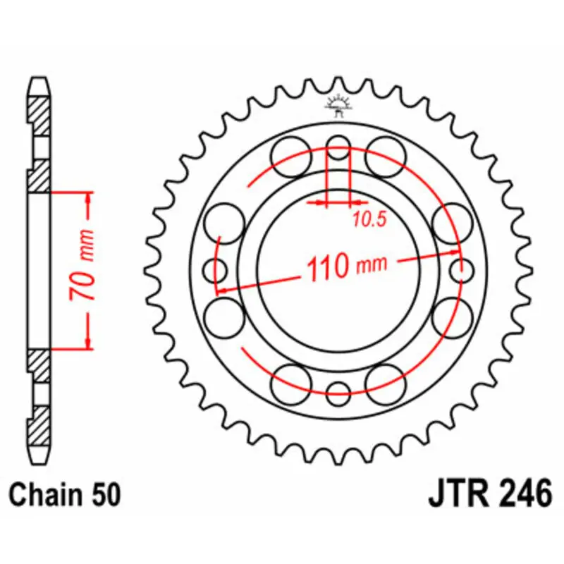 Standard Stahl Motorradkrone JT Sprockets 530 Honda CB 250 N Super Dream (CB250N)