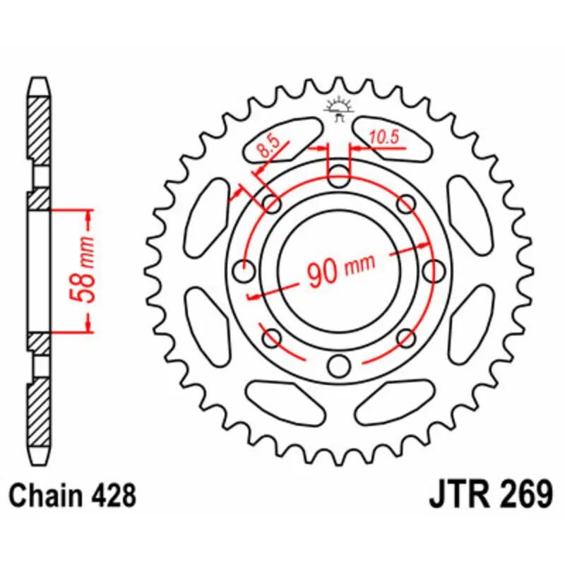 Standard Stahl Motorradkrone JT Sprockets 428 Brixton Felsberg 125 / Daelim VC 125 43T