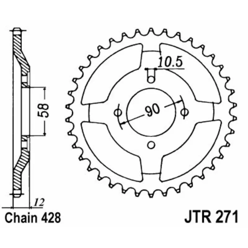 Standard Stahl Motorradkrone JT Sprockets 428 Honda NX 125 (JD12)