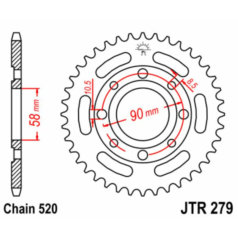 Standard Stahl Motorradkrone JT Sprockets 520 Honda Rebel 250 (MC13)