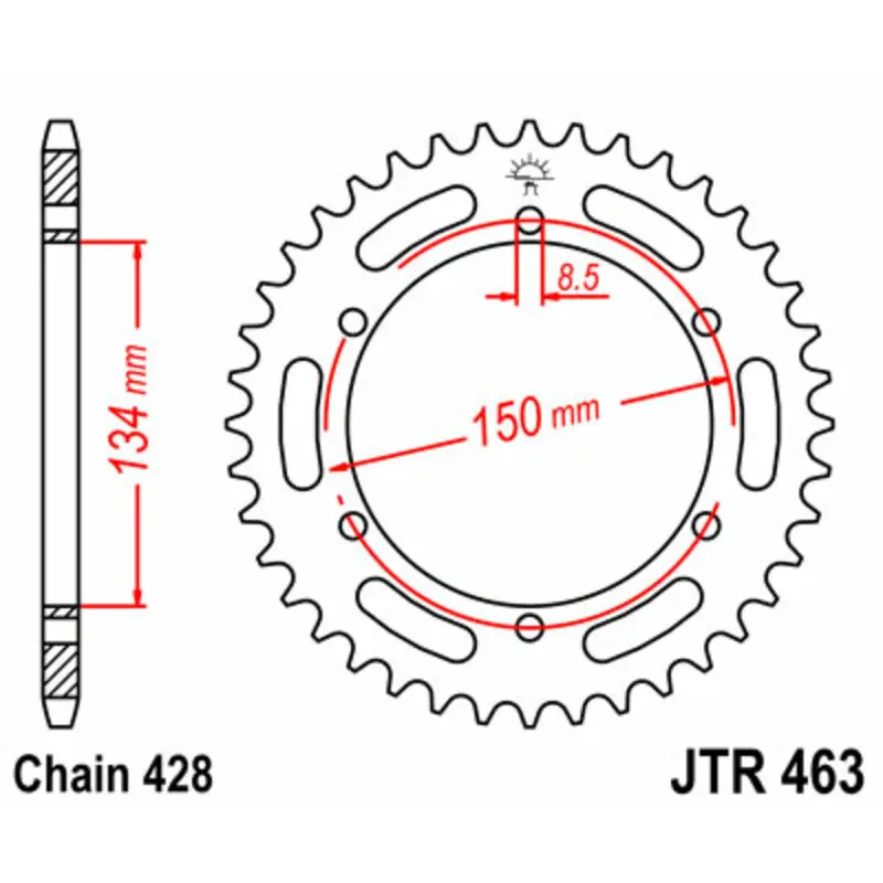 Standard Stahl Motorradkrone JT Sprockets 428 Kawasaki KMX 125 (KMX125B)