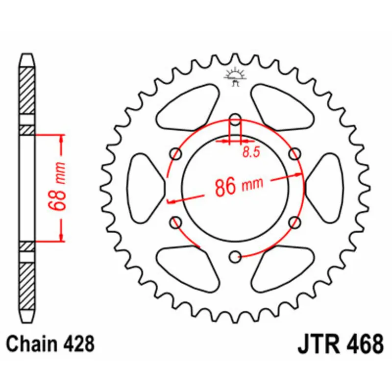 Standard Stahl Motorradkrone JT Sprockets 428 Kawasaki AR 125 (AR125A)