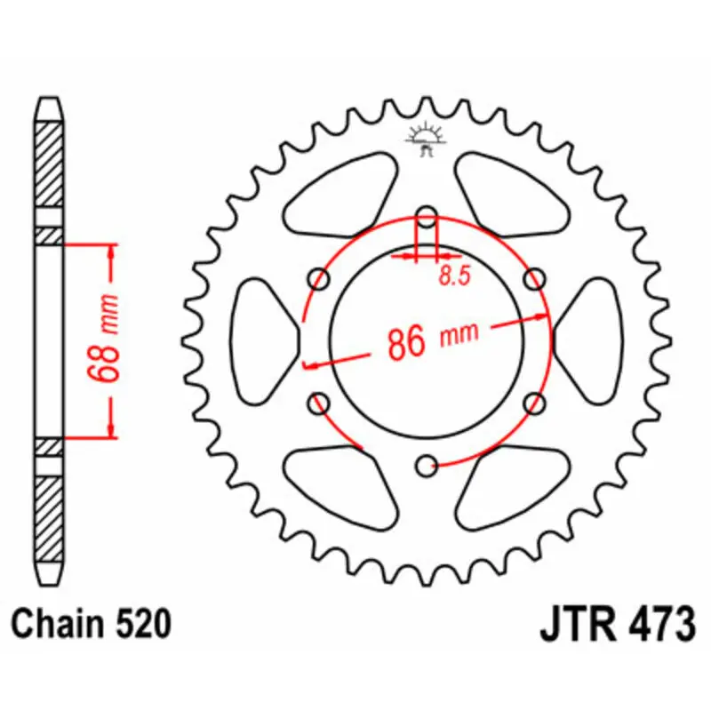 Standard Stahl Motorradkrone JT Sprockets 520 Kawasaki Z 250 (KZ250D)
