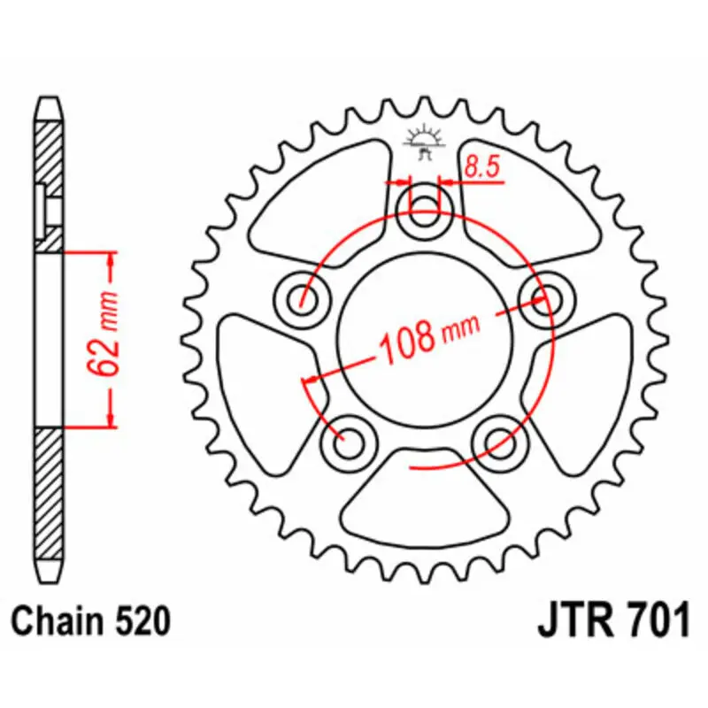 Standard Stahl Motorradkrone JT Sprockets 520 Aprilia Tuareg 125 Wind AE