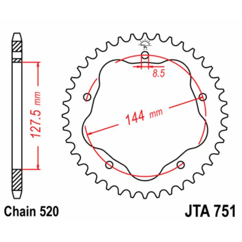 Standard Aluminium Motorradkranz JT Sprockets 520 (nécessite porte-Couronne moto) Ducati 950 Hypermotard