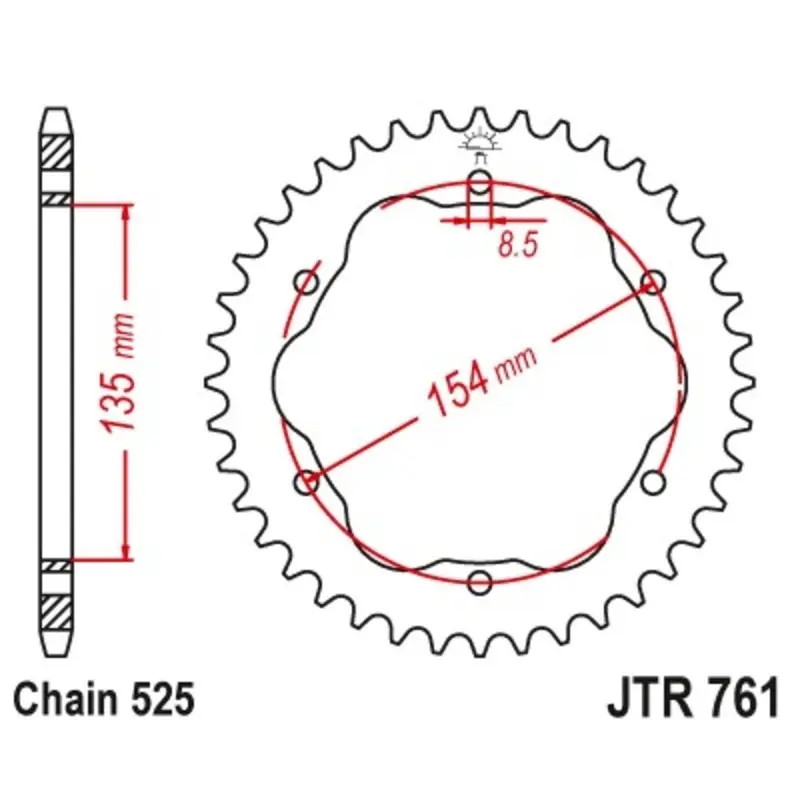 Standard Aluminium Motorradkranz JT Sprockets 525 (nécessite porte-Couronne moto) Ducati 1098