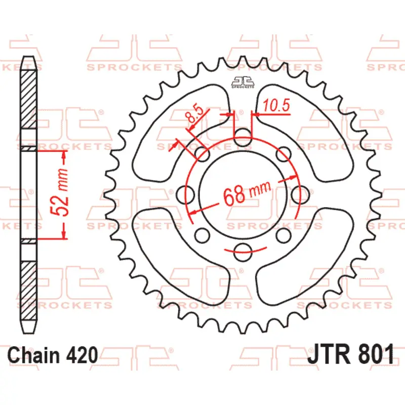 Standard Stahl Motorradkrone JT Sprockets 420 Kawasaki KLX 110 (KLX110A) 42T