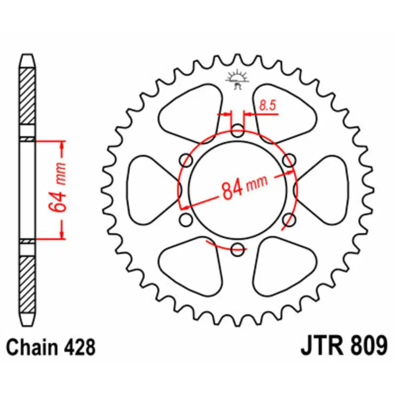 Standard Stahl Motorradkrone JT Sprockets 428 Suzuki DR 125 S 47T