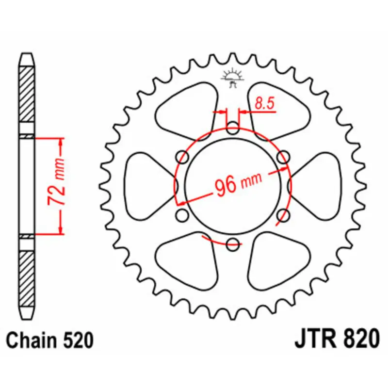 Standard Stahl Motorradkrone JT Sprockets 520 Beta RR 450 4T Enduro / Gas Gas EC 450 F