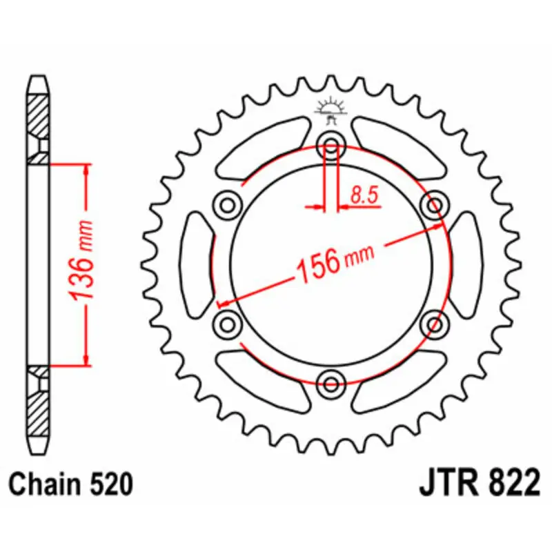 Standard Stahl Motorradkrone JT Sprockets 520 Beta RR 250 4T Enduro 53T
