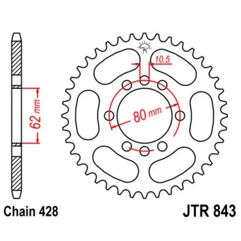 Standard Stahl Motorradkrone JT Sprockets 428 Yamaha DT 125 LC