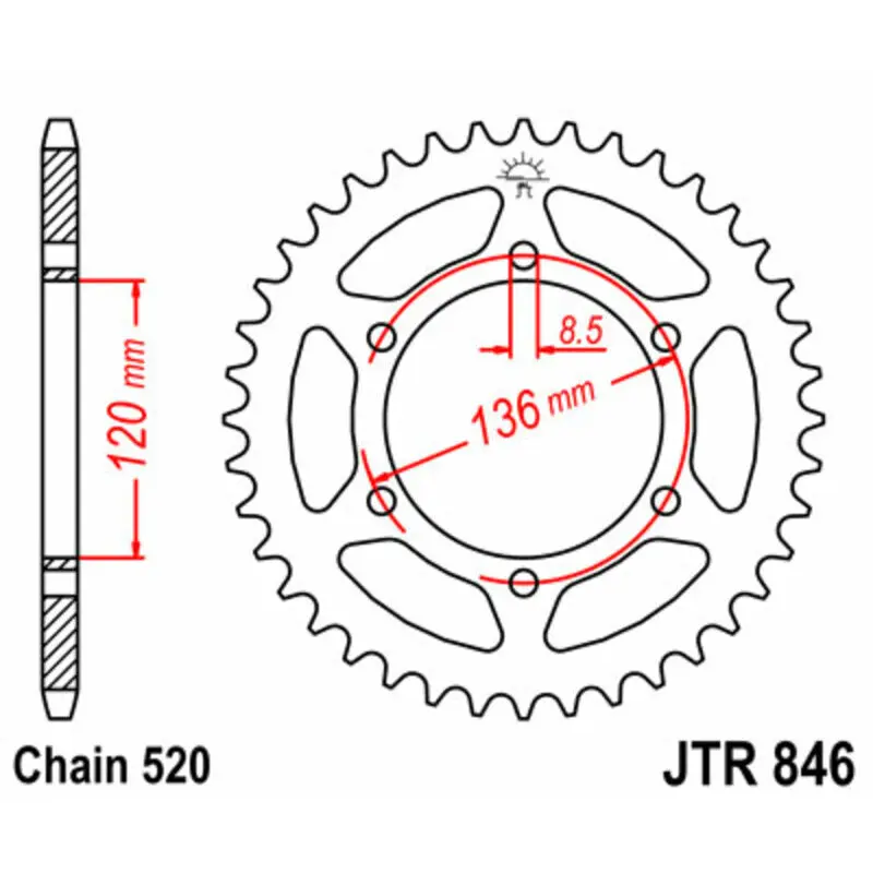 Standard Stahl Motorradkrone JT Sprockets 520 Yamaha RD 350 LC