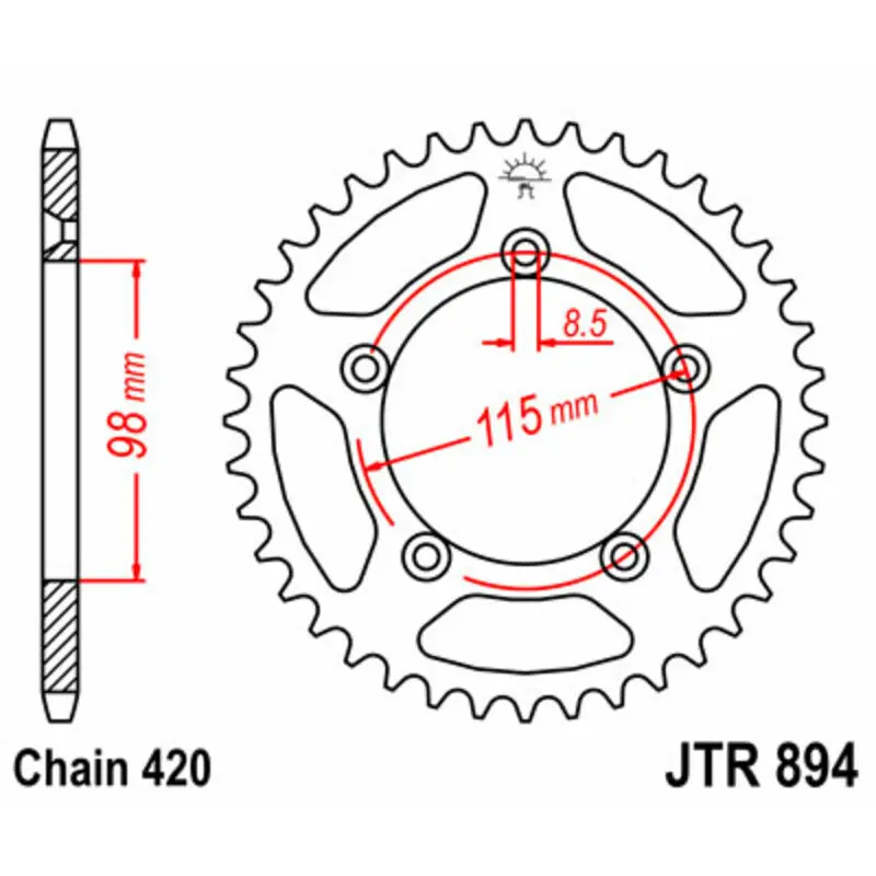 Standard Stahl Motorradkrone JT Sprockets 420 Husqvarna TC 65 / KTM 65 SX