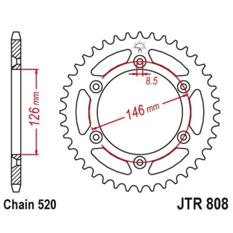 Anti-Schlamm-Stahl-Motorradkrone JT Sprockets 520 Suzuki DR 250 S 48T