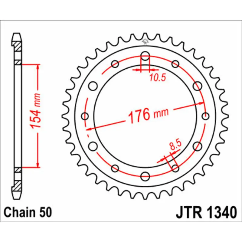 Standard Stahl Motorradkrone JT Sprockets 525 Honda VFR 800 V-Tec ABS (RC46)