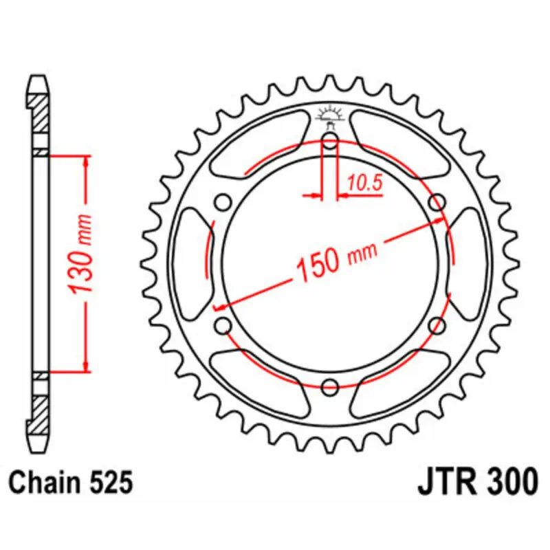 Standard Stahl Motorradkrone JT Sprockets 525 Honda XL 650 V Transalp (RD10) / Yamaha FZ8 N ABS (RN25)