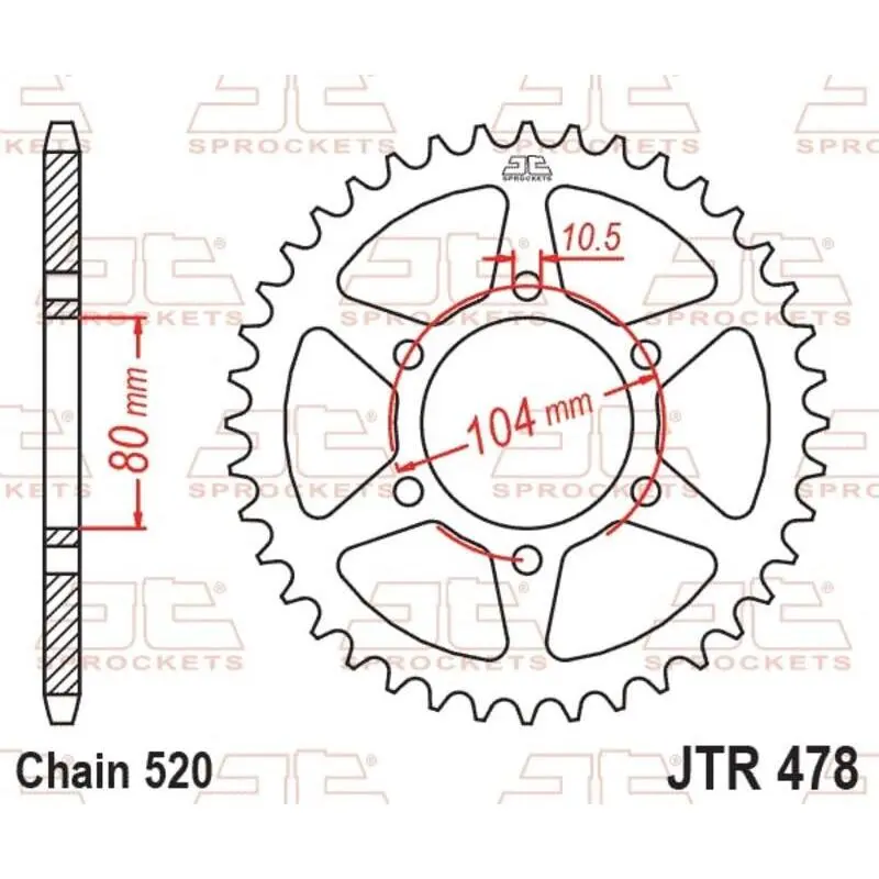 Standard Stahl Motorradkrone JT Sprockets 520 CF Moto 650 GT / Kawasaki Ninja ZX-10 R Special Edition (ZX1000D)
